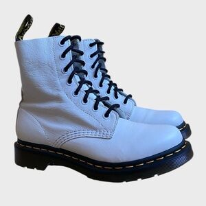 Dr Martens 1460 Pascal Bex White Leather Boots Women's Size 6 Lace up Combat